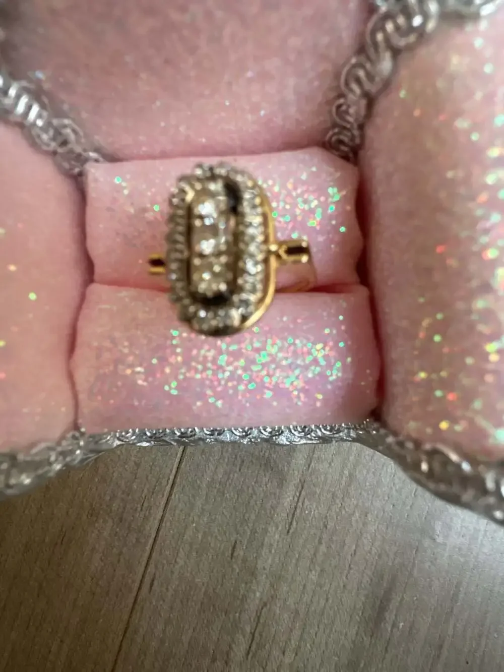 Vintage Art Deco Style North-to-South Diamond Cluster Cocktail Ring in 14K Yello